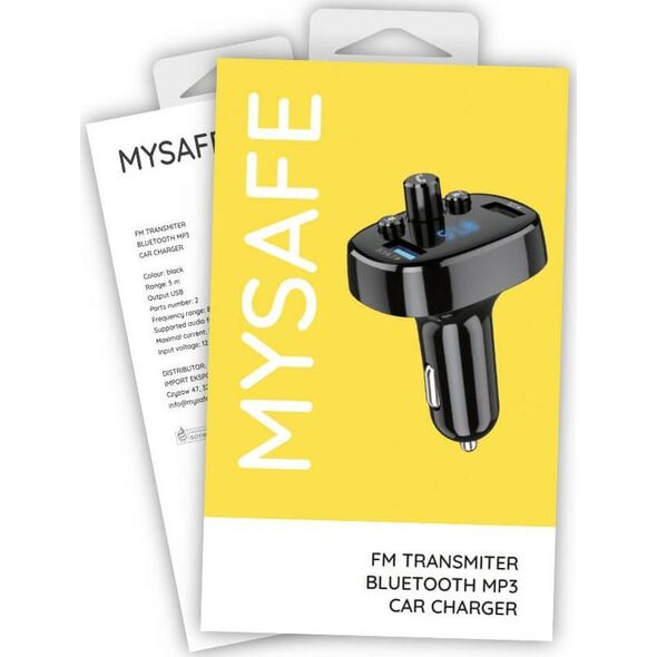 Transmiter FM Mysafe MYSAFE TRANSMITER ŁADOWARKA FMCAR CZARNY