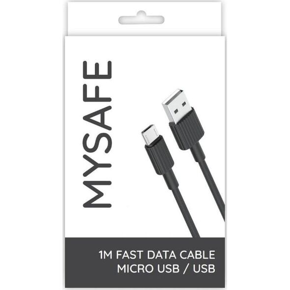 Kabel USB Mysafe USB-A - microUSB 1 m Czarny (5904208506034)