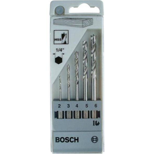 Wiertło Bosch Bosch 5szt. Zestaw wierteł do drewna 1/4 HSS