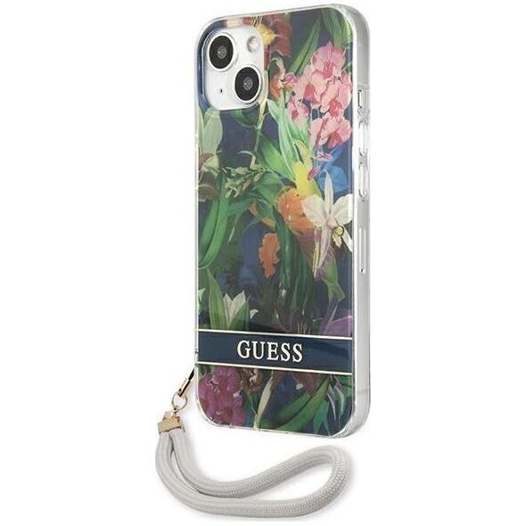 Guess Guess Flower Cord - Etui ze smyczką iPhone 13 mini (Blue)