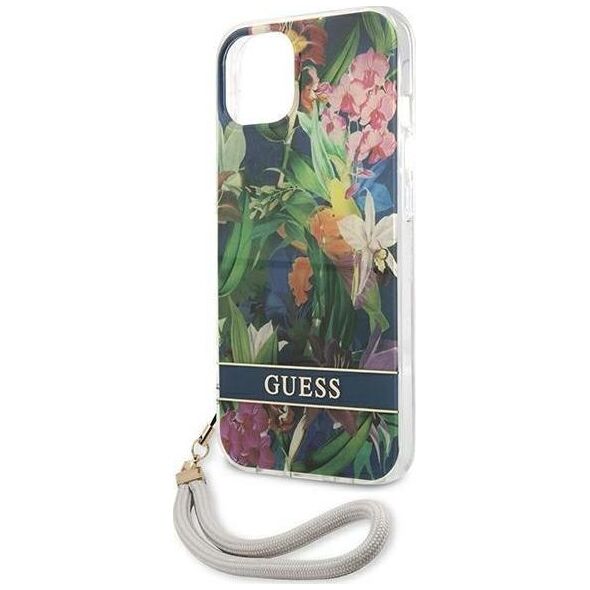 Guess Guess Flower Cord - Etui ze smyczką iPhone 13 mini (Blue)