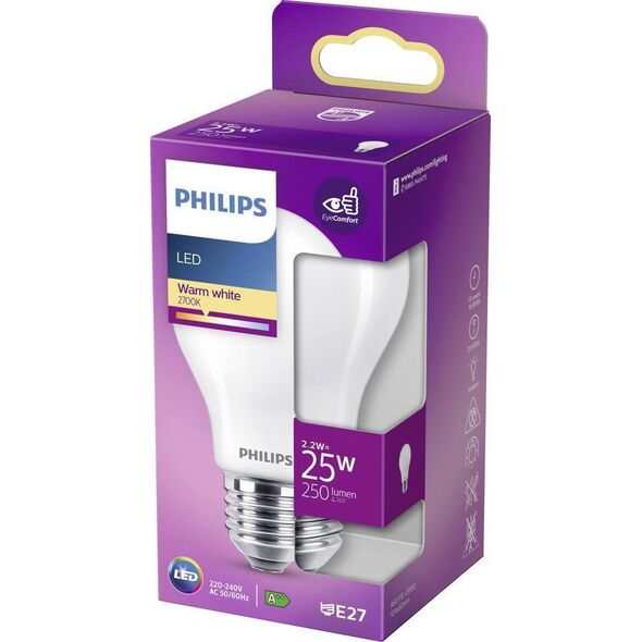 Philips Żarówka LED Philips, E27, 2.2W, 250lm, 2700K