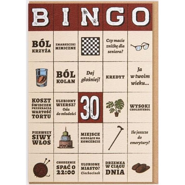 Nadwyraz.com Karnet Urodziny - Bingo 30 lat!