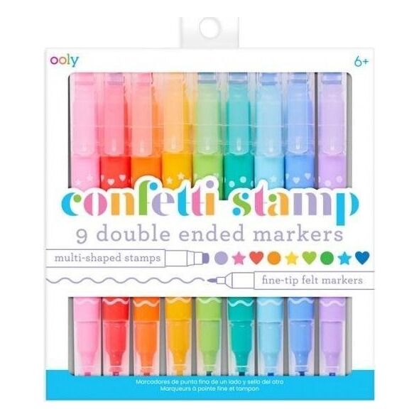 Ooly Flamastry dwustronne ze stempelkami Confetti Stamp