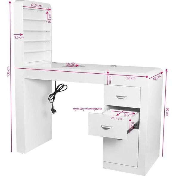 Activeshop BIURKO KOSMETYCZNE 310 BIAŁE LEWE