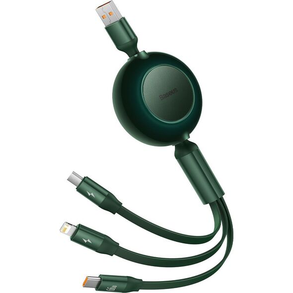 Kabel USB Baseus USB-A - USB-C + microUSB + Lightning 1.1 m Zielony (BSU3358GRN)