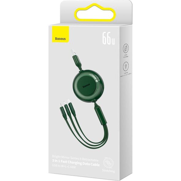 Kabel USB Baseus USB-A - USB-C + microUSB + Lightning 1.1 m Zielony (BSU3358GRN)