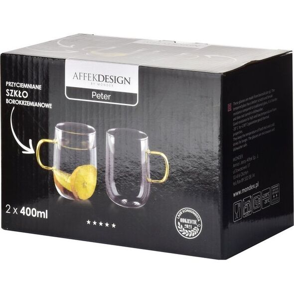 Affek Design PETER Komplet 2 kubków termicznych 400ml 10.5x7.2xh11cm szare