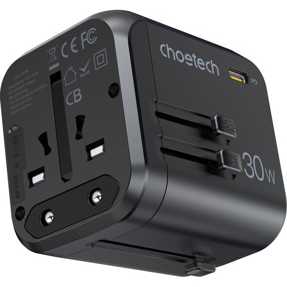 Choetech PD5008-BK 3x USB-A 1x USB-C 3 A (6932112102010)