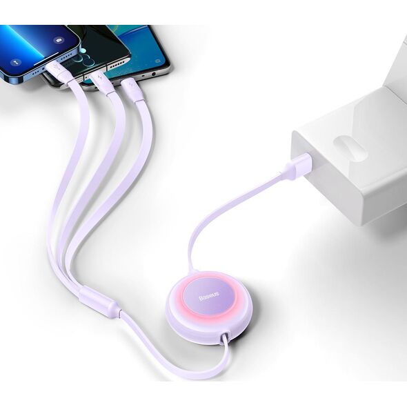 Kabel USB Baseus USB-A - USB-C + microUSB + Lightning 1.1 m Fioletowy (BSU3386PRP)