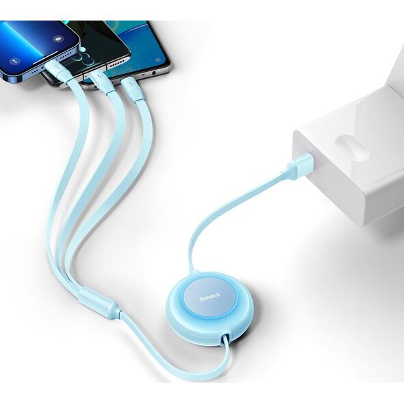 Kabel USB Baseus USB-A - USB-C + microUSB + Lightning 1.1 m Niebieski (BSU3383BLU)