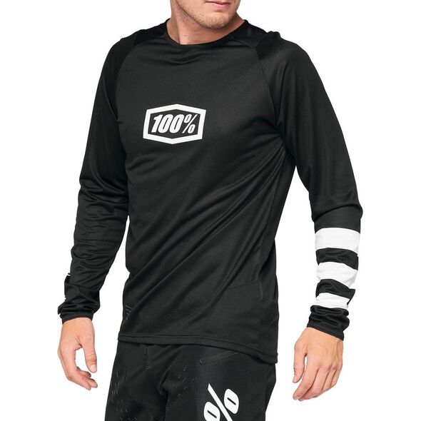 100% Koszulka męska 100% R-CORE Jersey długi rękaw black white roz. M (NEW 2022)