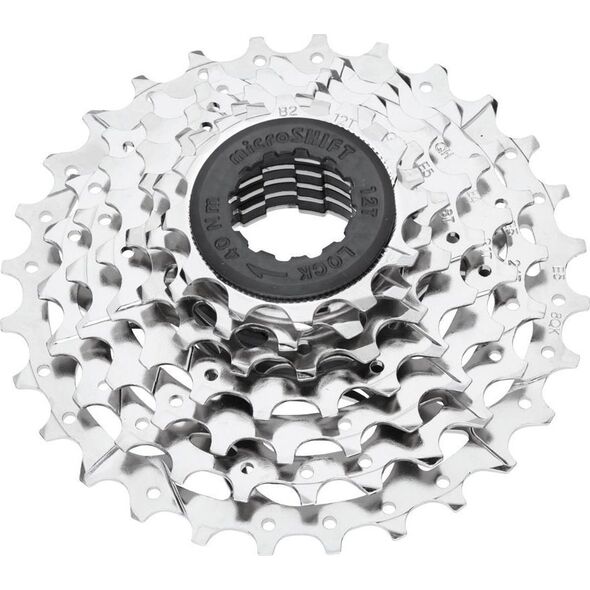 Microshift Kaseta MICROSHIFT MEZZO, 7.rzędowa, Stalowa, Kompatybilna z Shimano, 12-13-15-18-21-24-28, Nikiel (NEW)