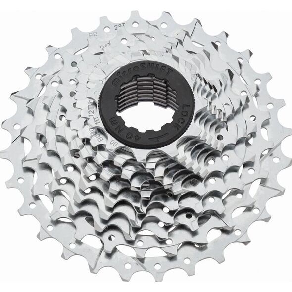 Microshift Kaseta MICROSHIFT R10 10.rzędowa, Stalowa, Kompatybilna z Shimano, 11-12-13-14-15-17-19-21-24-28, Chrom (NEW)