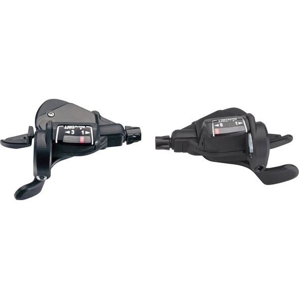 Microshift Manetki MICROSHIFT MEZZO, Para, 8.rzędowe(3x8), Kompatybilne z Shimano, Thumb Tap, Optyczny Wskaźnik Przełożeń (NEW)