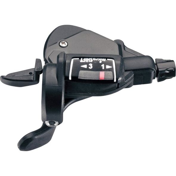 Microshift Manetka MICROSHIFT, Lewa, 3.rzędowa, Kompatybilna z Shimano, Thumb Tap, Optyczny Wskaźnik Przełożeń (NEW)