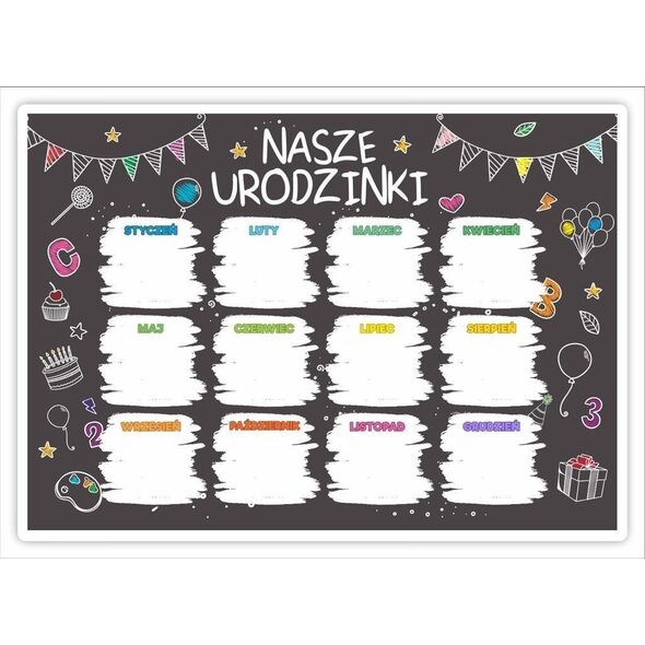 LearnHow Kalendarz urodzinowy - Tablica kredowa