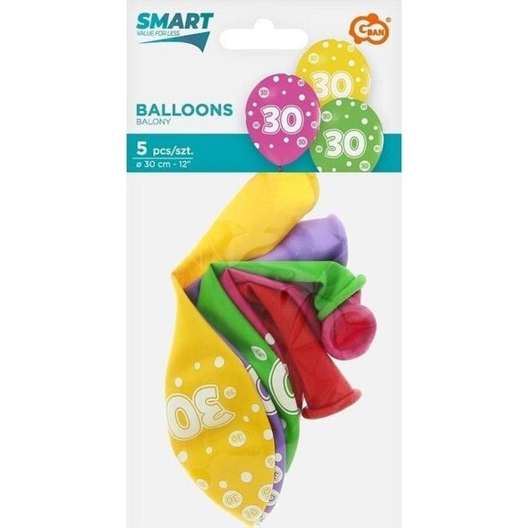 GoDan Balony liczba 30 urodziny 30cm 5szt
