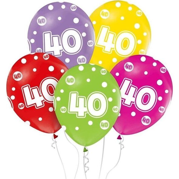 GoDan Balony liczba 40 urodziny 30cm 5szt
