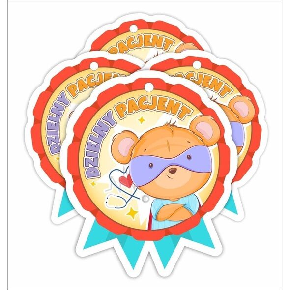 LearnHow Medal papierowy - Dzielny pacjent Super Miś 4szt