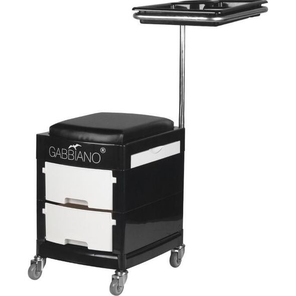 Activeshop POMOCNIK - TABORET DO PEDICURE 16 PLUS CZARNY/BIAŁY