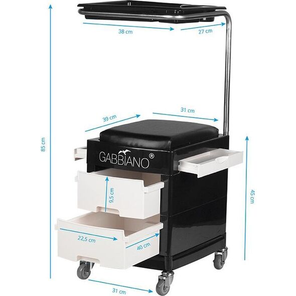 Activeshop POMOCNIK - TABORET DO PEDICURE 16 PLUS CZARNY/BIAŁY