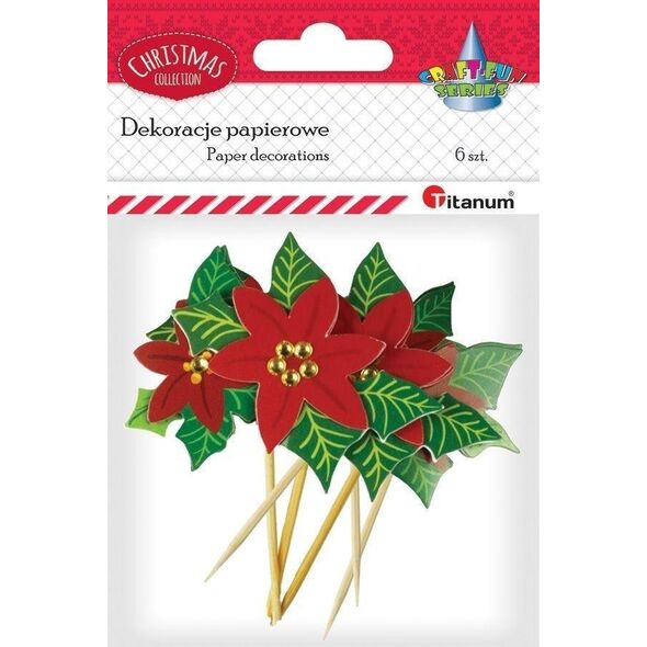 Titanum Papierowe ozdoby 3D na piku poinsecje 6szt