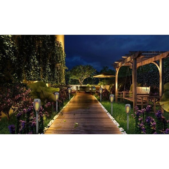 Saska Garden Pochodnia lampa solarna tańczące płomyki 12 led SMD szara - 12szt
