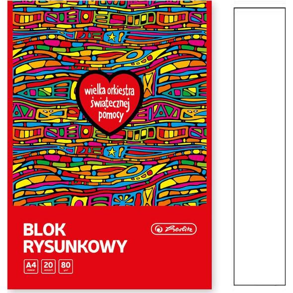 Herlitz Blok rysunkowy A4 WOŚP 20 kar 80g/m2 HERLITZ 10szt