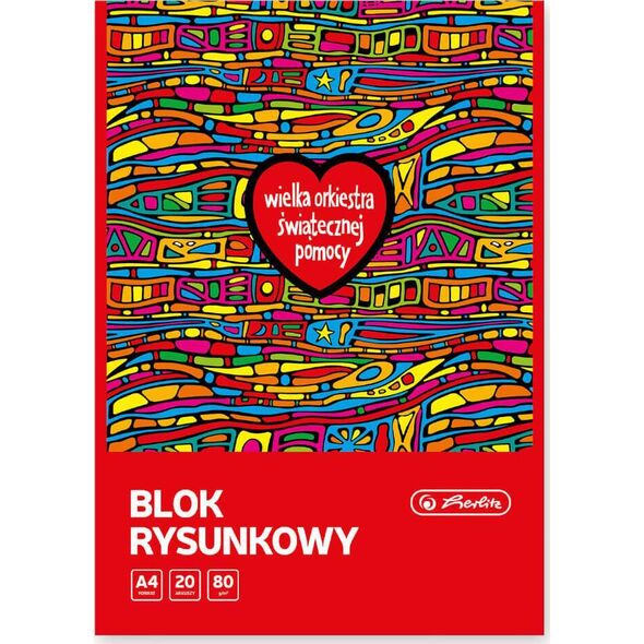 Herlitz Blok rysunkowy A4 WOŚP 20 kar 80g/m2 HERLITZ 10szt