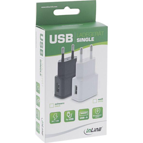 InLine InLine® USB Power Adapter Single, 100-240V to 5V/1.2A white