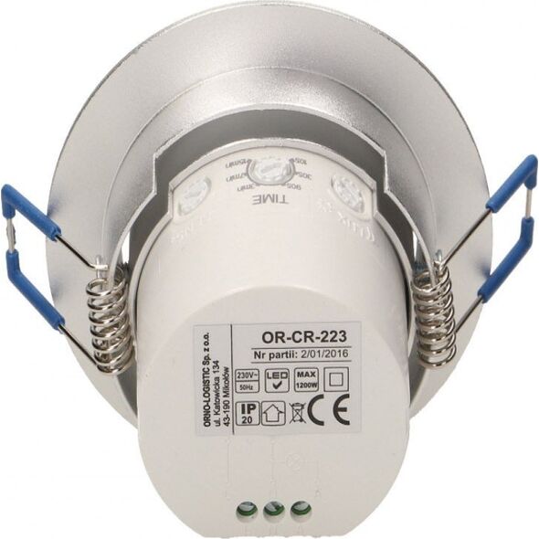Orno Czujnik ruchu 360st. IP20, 1200W, aluminium, do sufitów podwieszanych, regulacja położenia sensora