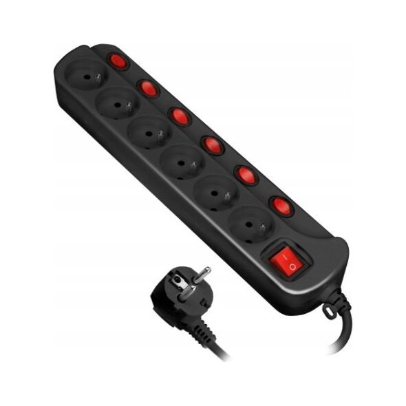 Listwa zasilająca Orno 6 gniazd 1.5 m czarna (OR-AE-13162/B/1,5M)
