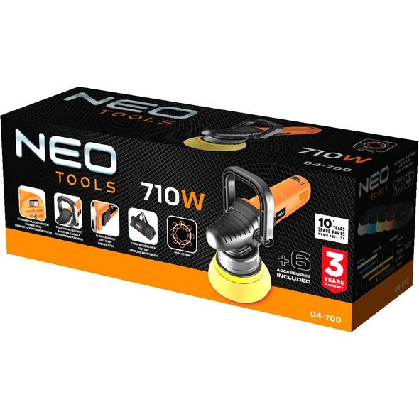 Neo Polerka dual action 710W, 125mm, obroty 2000-4600