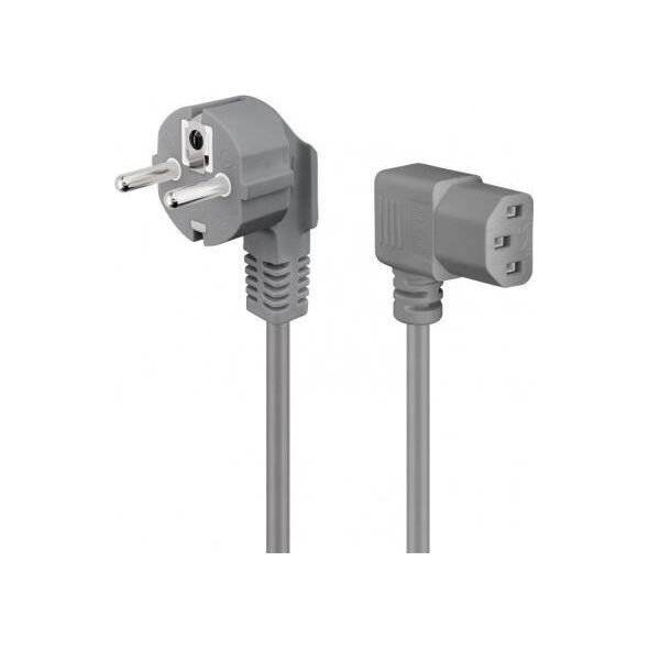 Kabel zasilający Goobay Obustronnie kątowy przewód przyłączeniowy zimnego urządzenia, 2 m, szary - Długość kabla 2 m