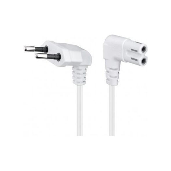 Kabel zasilający Goobay Kabel przyłączeniowy z wtyczką Euro, obustronnie kątowy, 1,5 m, biały - Długość kabla 1.5 m