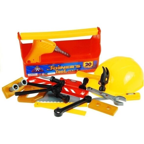 LeanToys Zestaw Narzędzi w Skrzynce Majsterkowicz Kask 20 elementów
