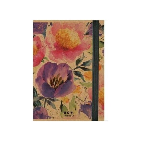 Eco Eco teczka PASSION FLOWERS A4 z gumką, k r a f t