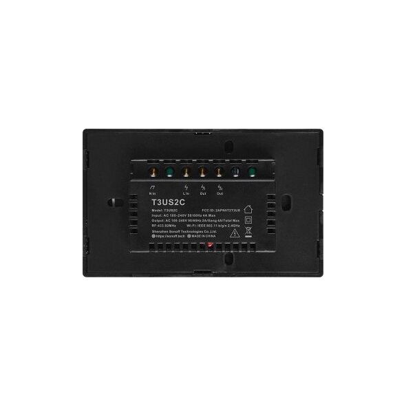 Sonoff T3US2C - 2-gang Wi-Fi Smart Wall Switch US - Black