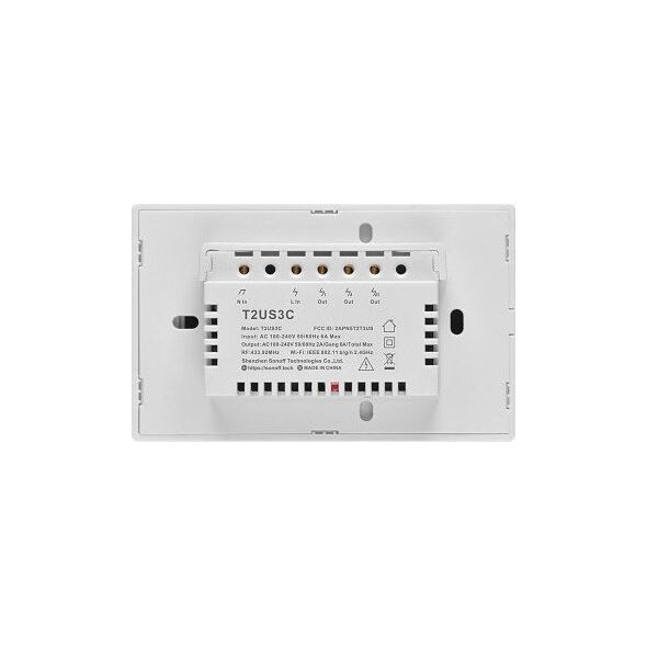 Sonoff T2US3C - 3-gang Wi-Fi Smart Wall Switch US - White