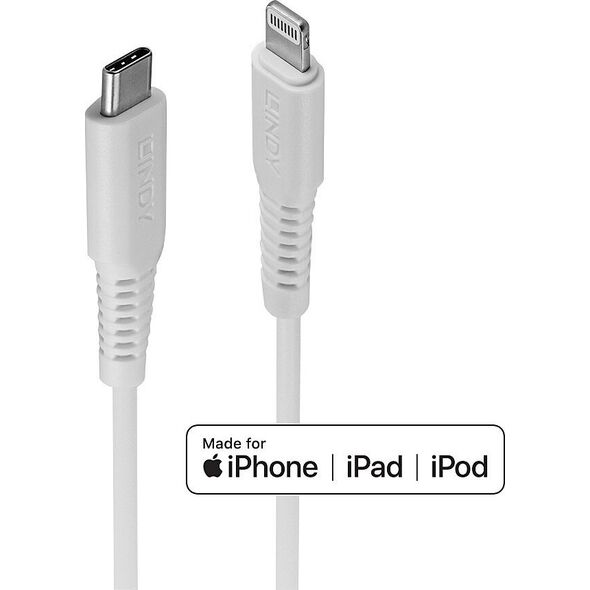 Kabel USB Lindy USB-C - Lightning 0.5 m Biały (31315)