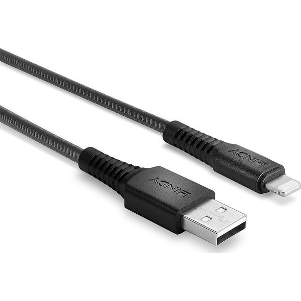 Kabel USB Lindy USB-A - Lightning 0.5 m Czarny (31290)