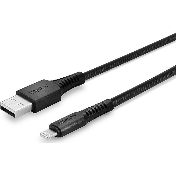 Kabel USB Lindy USB-A - Lightning 0.5 m Czarny (31290)