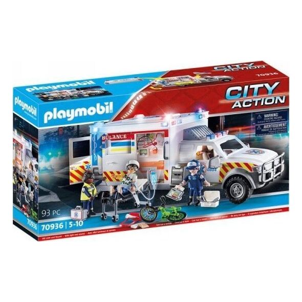 Playmobil Zestaw Samochodów Playmobil Rescue Vehicle: US Ambulance City Action 70936 (93 pcs)