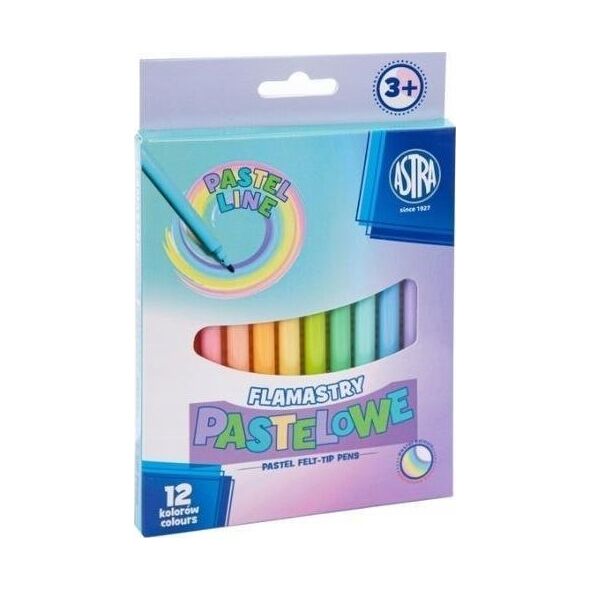 Astra Flamastry pastelowe CX 12 kolorów