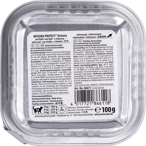 Animonda ANIMONDA Integra Protect Harnsteine dla kota smak: cielęcina - tacka 100g