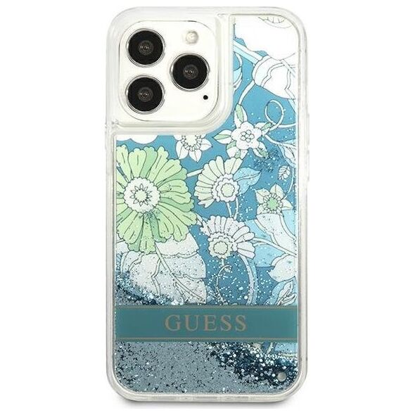 Guess Guess GUHCP13LLFLSN iPhone 13 Pro / 13 6,1" zielony/green hardcase Flower Liquid Glitter