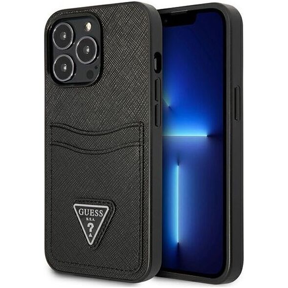 Guess Guess GUHCP13LPSATPK iPhone 13 Pro / 13 6,1" czarny/black hardcase SaffianoTriangle Logo Cardslot