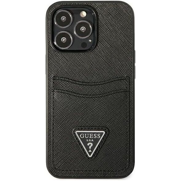 Guess Guess GUHCP13LPSATPK iPhone 13 Pro / 13 6,1" czarny/black hardcase SaffianoTriangle Logo Cardslot