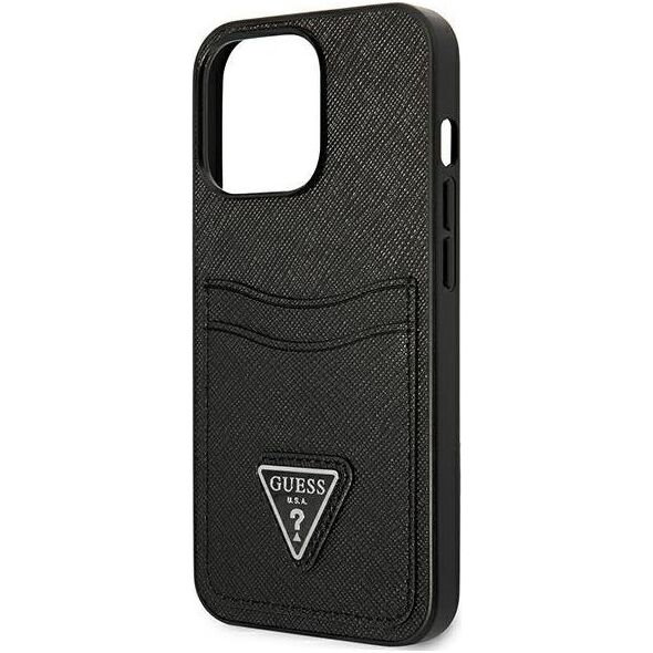 Guess Guess GUHCP13LPSATPK iPhone 13 Pro / 13 6,1" czarny/black hardcase SaffianoTriangle Logo Cardslot